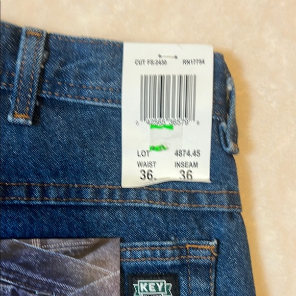Key Men's Straight Jeans - Dark Blue 5 pocket Size 36x36 - Picture 5 of 7